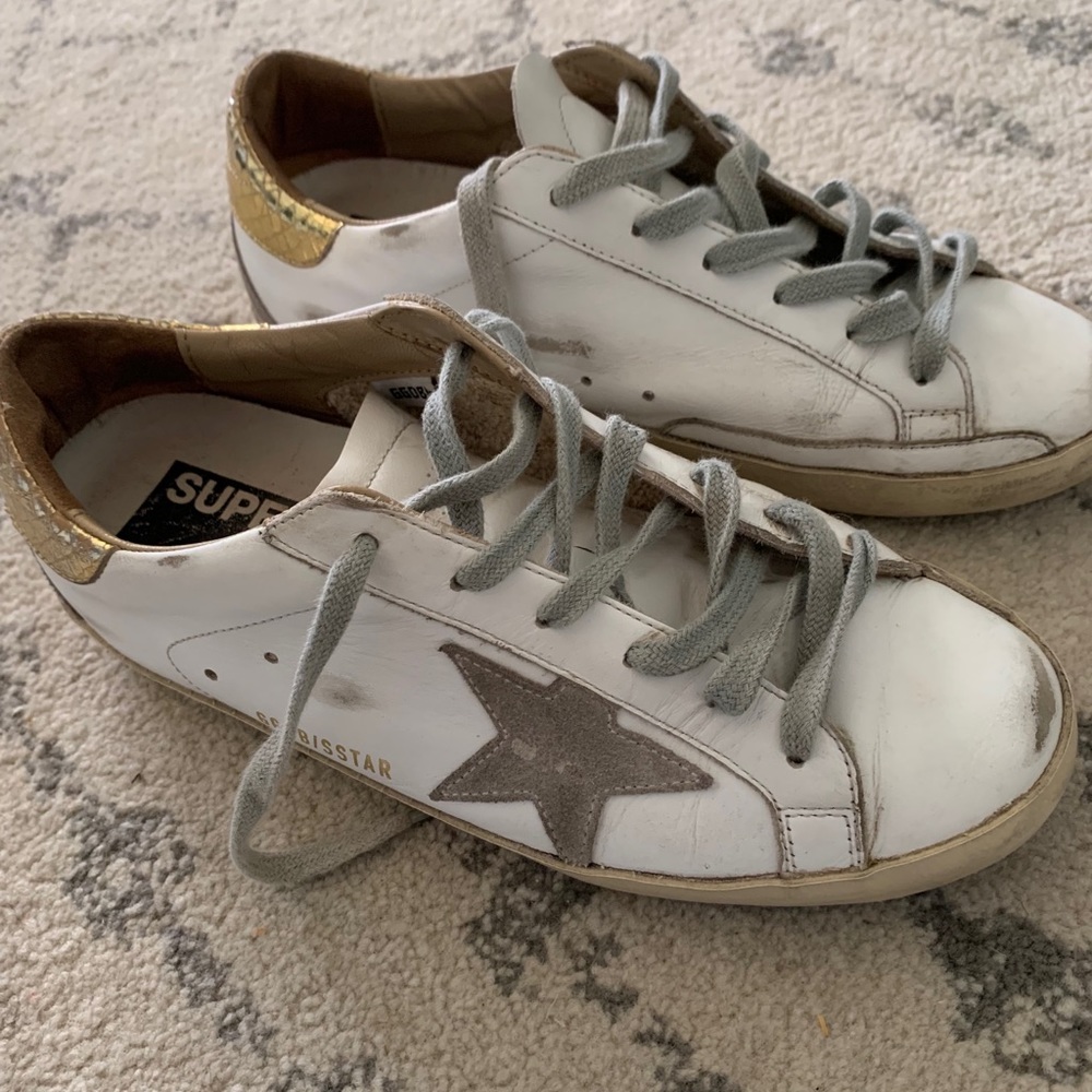 Golden Goose Tan Star with gold back
